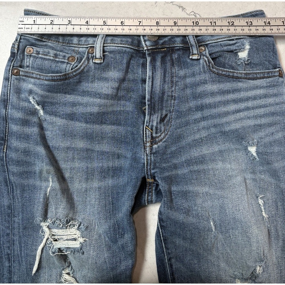 American Eagle Men's Distressed Slim Jeans 28x32 Actual 28x27.5 Mid Rise & Rippe - Picture 9 of 12